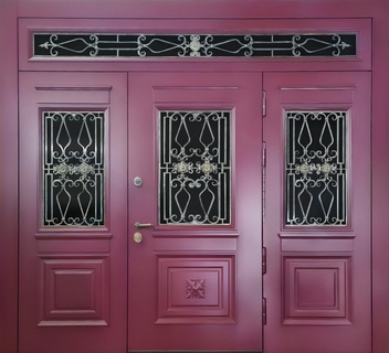 Входная остекленная группа с терморазрывом (МДФ RAL – красный цвет)