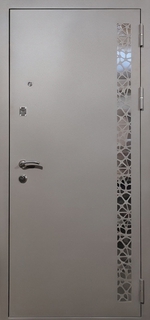 Металлическая дверь с серым порошковым покрытием и лазерной резкой Металлическая дверь с серым порошковым покрытием и лазерной резкой