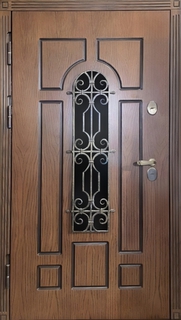 Стальная остекленная дверь с терморазрывом, ковкой и стеклопакетом (МДФ плиты) Стальная остекленная дверь с терморазрывом, ковкой и стеклопакетом (МДФ плиты)