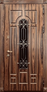 Остекленная входная дверь с терморазрывом и ковкой (МДФ ПВХ) Остекленная входная дверь с терморазрывом и ковкой (МДФ ПВХ)