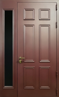 Металлобагетная термодверь с боковой остекленной вставкой (коричневый порошковый окрас) Металлобагетная термодверь с боковой остекленной вставкой (коричневый порошковый окрас)