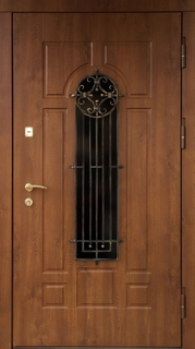 Стальная уличная термодверь с решеткой и остеклением (МДФ ПВХ с фрезеровкой) Стальная уличная термодверь с решеткой и остеклением (МДФ ПВХ с фрезеровкой)