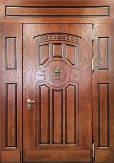 Стальная термодверь с боковыми вставками и кнокером (отделка – плиты МДФ с фрезерной резкой) Стальная термодверь с боковыми вставками и кнокером (отделка – плиты МДФ с фрезерной резкой)