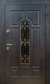 Стальная термодверь с остеклением и решеткой (панели МДФ) Стальная термодверь с остеклением и решеткой (панели МДФ)