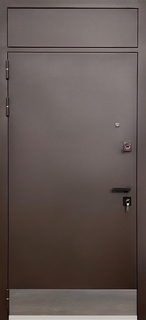 Металлическая термодверь с верхней вставкой и отбойником (коричневая порошковая покраска)
