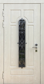 Остекленная утепленная термодверь с узкой решеткой (фрезерованные панели МДФ ПВХ) Остекленная утепленная термодверь с узкой решеткой (фрезерованные панели МДФ ПВХ)