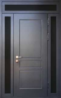 Стальная термодверь с остекленными дополнительными вставками (серые плиты МДФ RAL) Стальная термодверь с остекленными дополнительными вставками (серые плиты МДФ RAL)